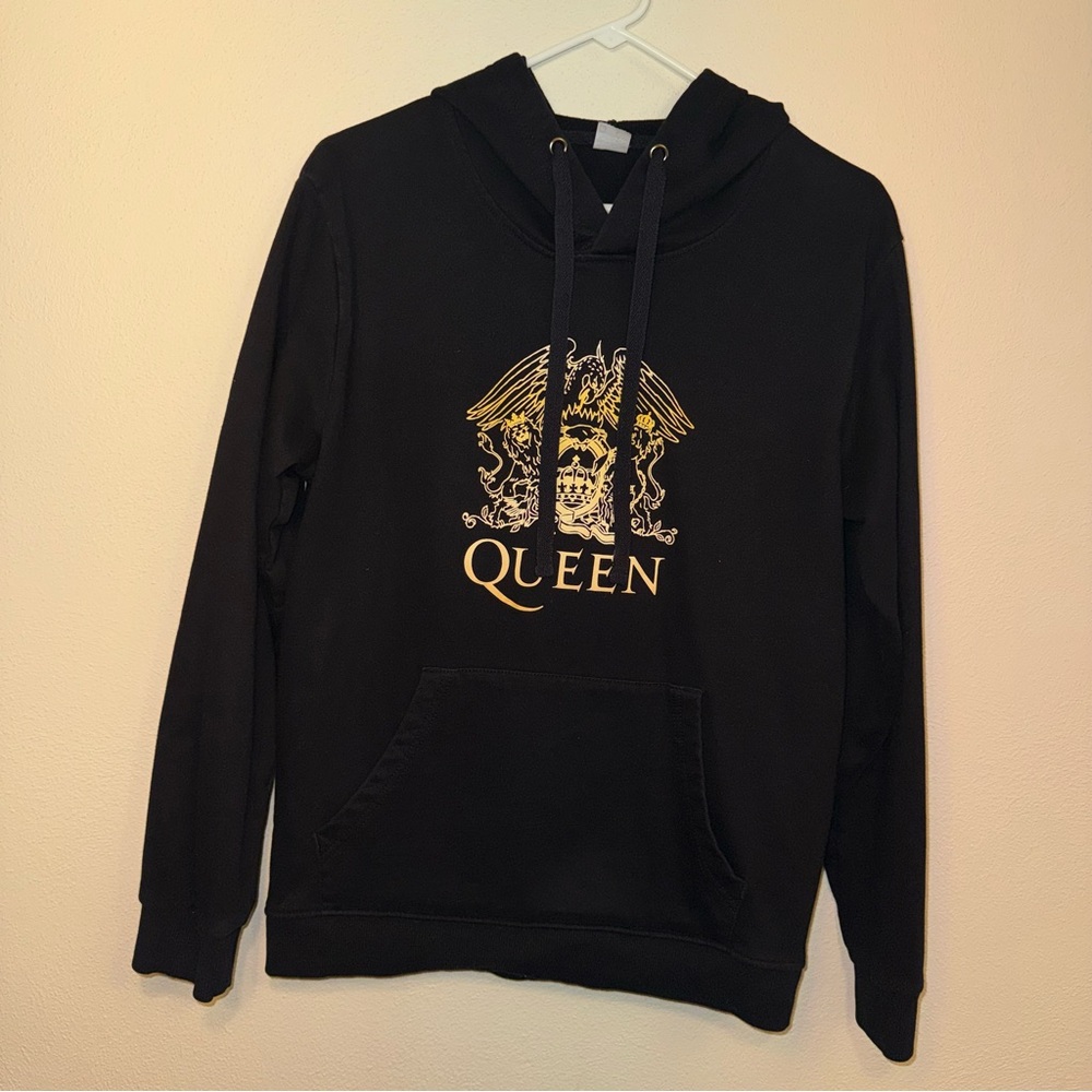 Queen Unisex Black Adult Crest Hoodie Freddie Mercury Design - Picture 8 of 16